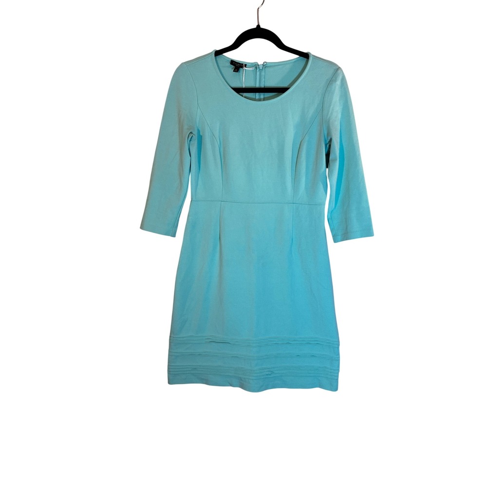 Talbots Professional Work Dress Career Office Classic Pintuck Hem 4P Aqua Blue